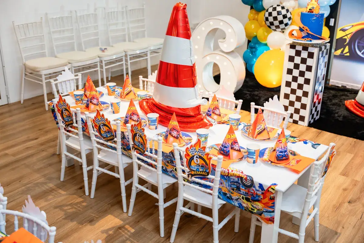 Themed event table arranged before a celebration